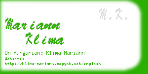 mariann klima business card